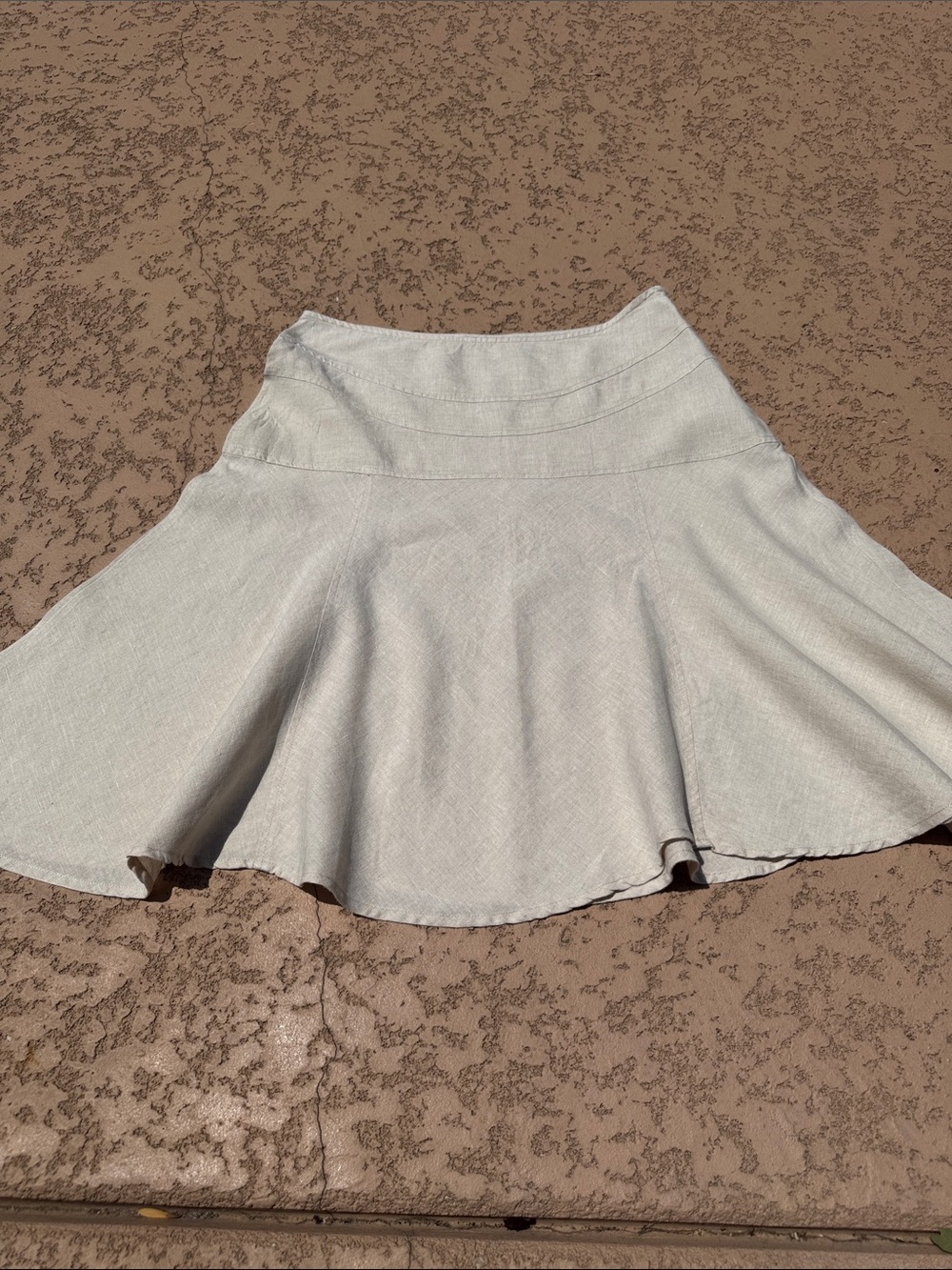 Whitewash beige linen Flared Women's Skirt